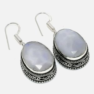 New Rainbow Moonstone 925 Silver Earrings.